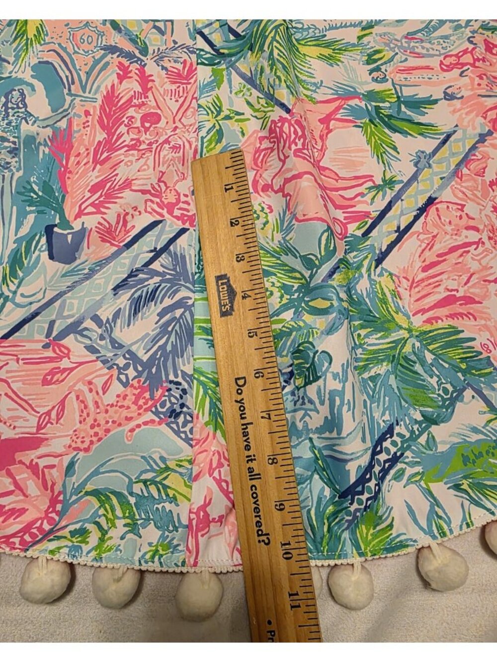 Lilly Pulitzer Christmas Tree Skirt Boho Tropical Pom Pom Trim NWOT 46" Diameter - Picture 14 of 16
